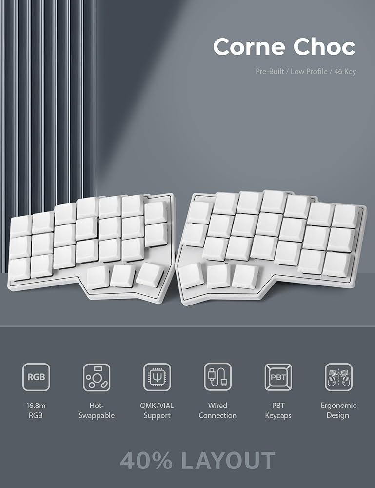 YIVU CORNE V4　カスタム Amazon.com: YIVU CORNE V4 Wired Split Mechanical Keyboard, 40% 3x6